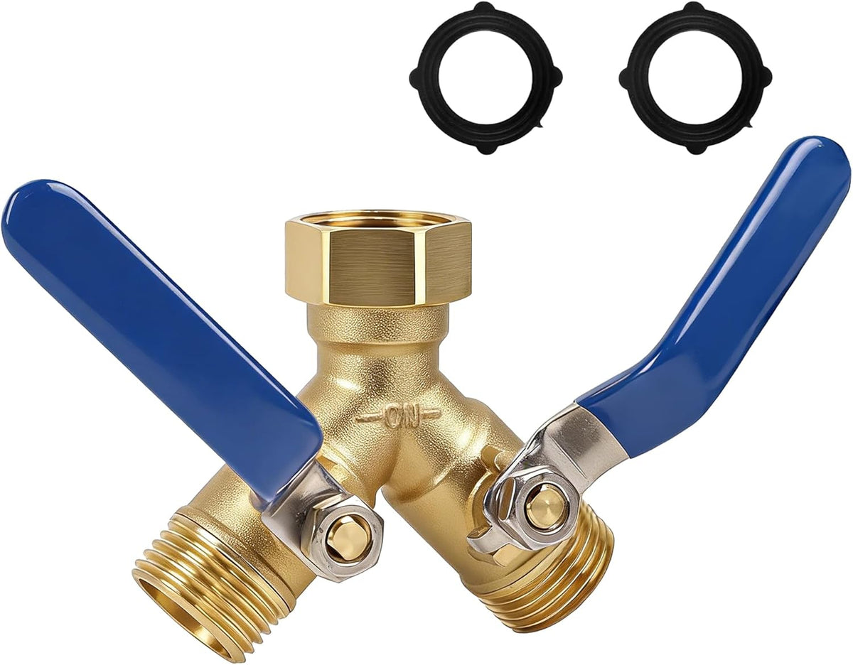 Triumpeek 2-Way Garden Hose Splitter, Solid Brass Y Connector