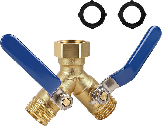 Triumpeek 2-Way Garden Hose Splitter, Solid Brass Y Connector