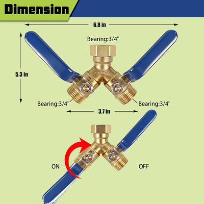 Triumpeek 2-Way Garden Hose Splitter, Solid Brass Y Connector