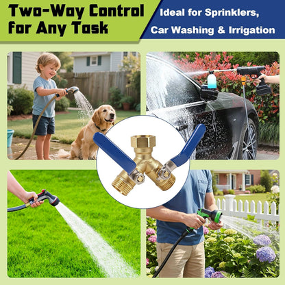 Triumpeek 2-Way Garden Hose Splitter, Solid Brass Y Connector