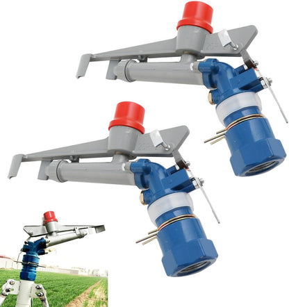 360 Degree Adjustable Sprinkler Gun 2Pcs, Large-Scale Industrial Sprinkler Irrigation Spray Gun Impact Spray for Farms Orchards Tea Gardens Forestry Wheat 1 Inch