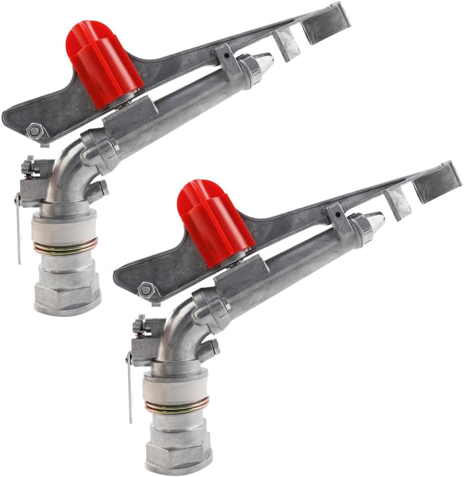 360 Degree Adjustable Sprinkler Gun 2Pcs, Large-Scale Industrial Sprinkler Irrigation Spray Gun Impact Spray for Farms Orchards Tea Gardens Forestry Wheat 1 Inch