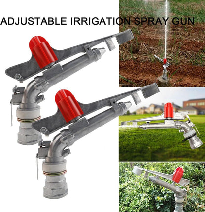 360 Degree Adjustable Sprinkler Gun 2Pcs, Large-Scale Industrial Sprinkler Irrigation Spray Gun Impact Spray for Farms Orchards Tea Gardens Forestry Wheat 1 Inch