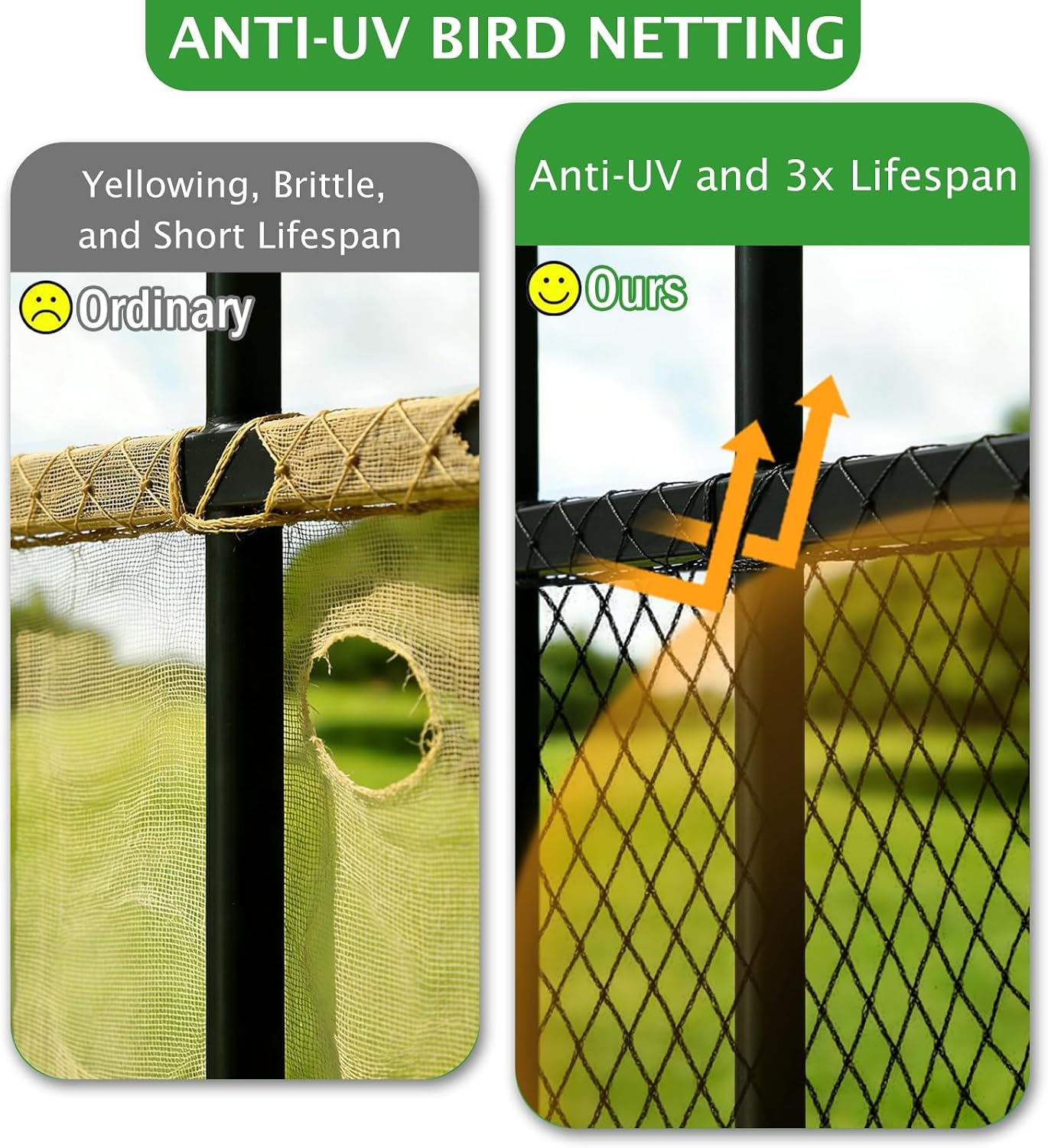 Heavy Duty Bird Netting for Chicken Coop 25x100FT, 1'' Garden Net