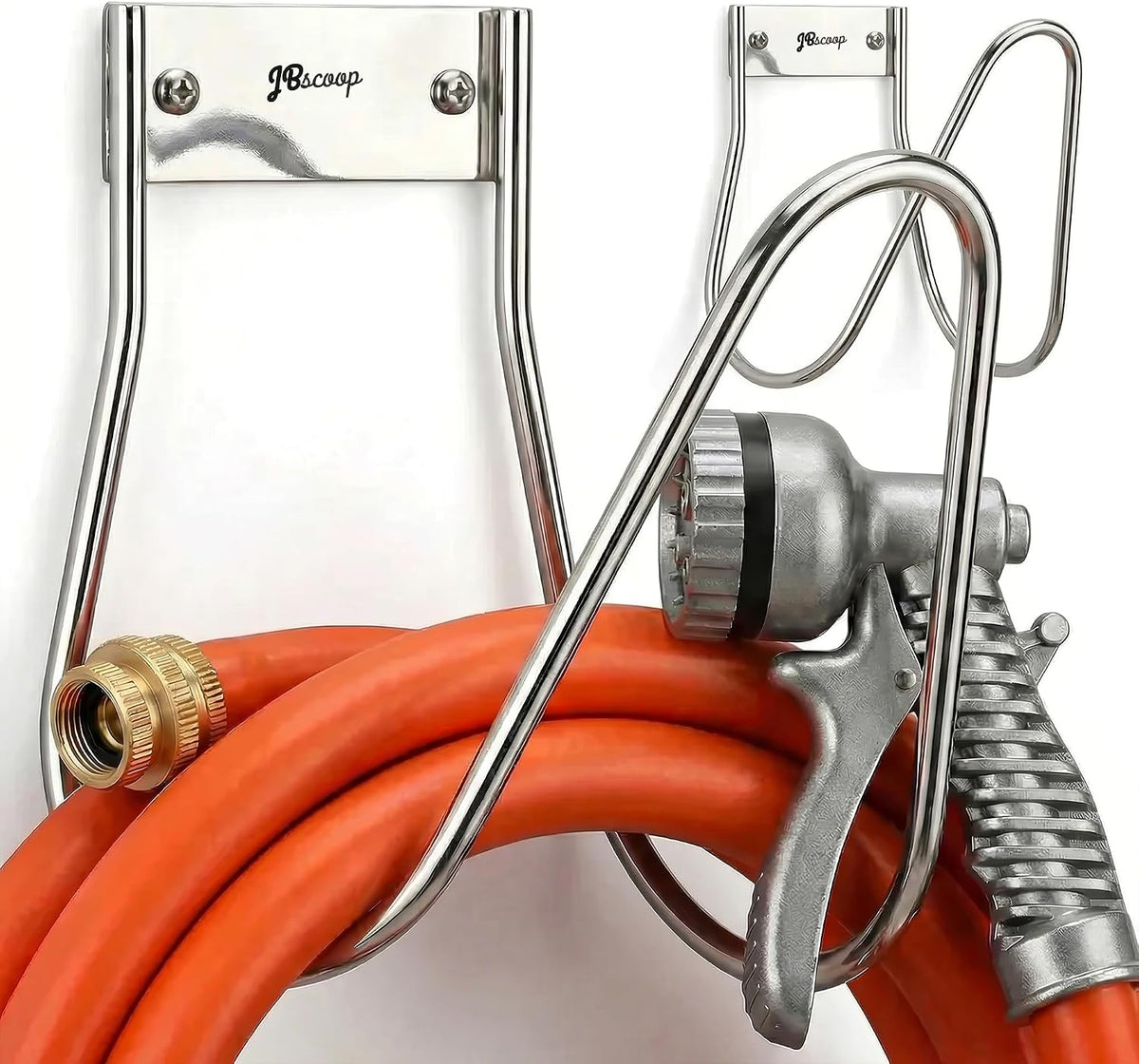 Garden Hose Holder Stainless Steel Small Wall Mount Garden Hose Hook, Ideal for Water, Air, Hydraulic Hose, Ropes, Extension Cords Heavy Duty & Rust Proof Large Set of 2