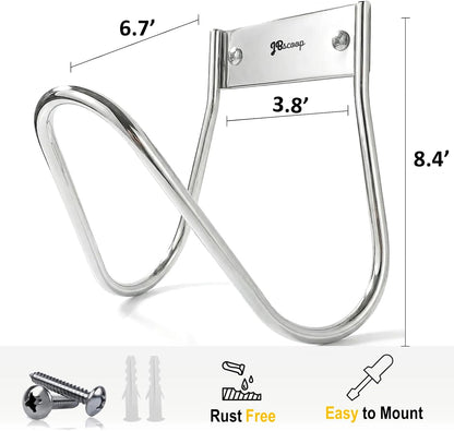 Garden Hose Holder Stainless Steel Small Wall Mount Garden Hose Hook, Ideal for Water, Air, Hydraulic Hose, Ropes, Extension Cords Heavy Duty & Rust Proof Large Set of 2