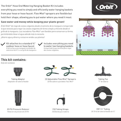 56311 Hanging Basket Drip Irrigation Drip Watering Kit with Flex Misters