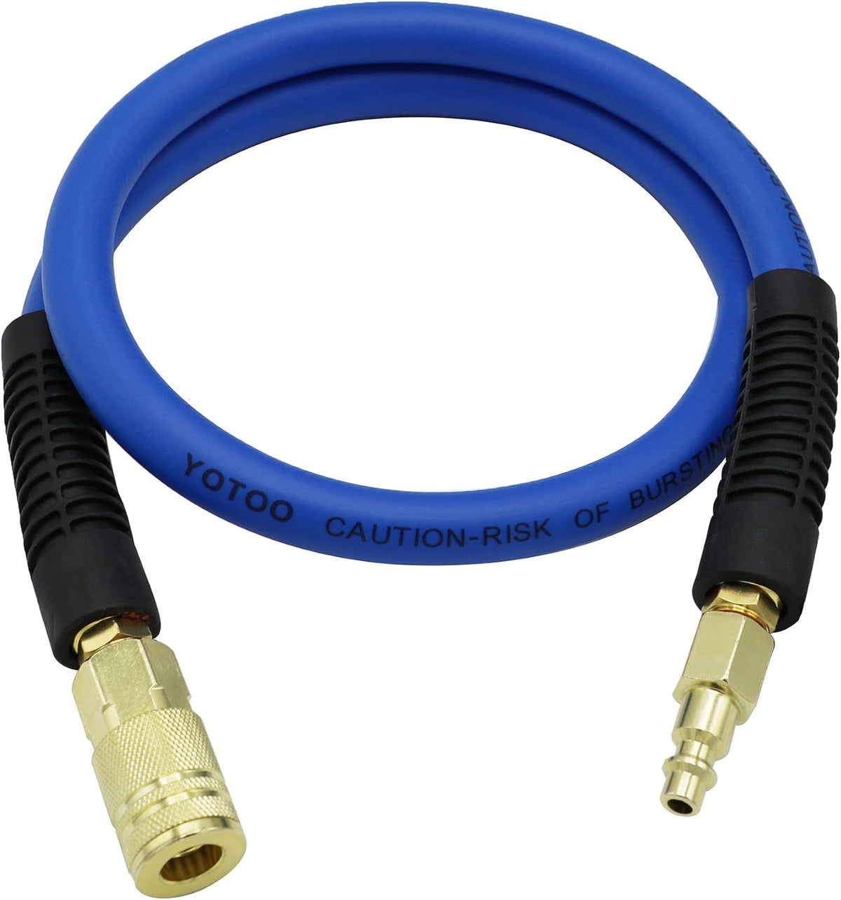 Hybrid Lead in Air Hose 3/8-Inch by 6-Feet 300 PSI Heavy Duty, Lightweight, Kink Resistant, All-Weather Flexibility with Bend Restrictors, 1/4-Inch Industrial Quick Coupler and Plug, Blue
