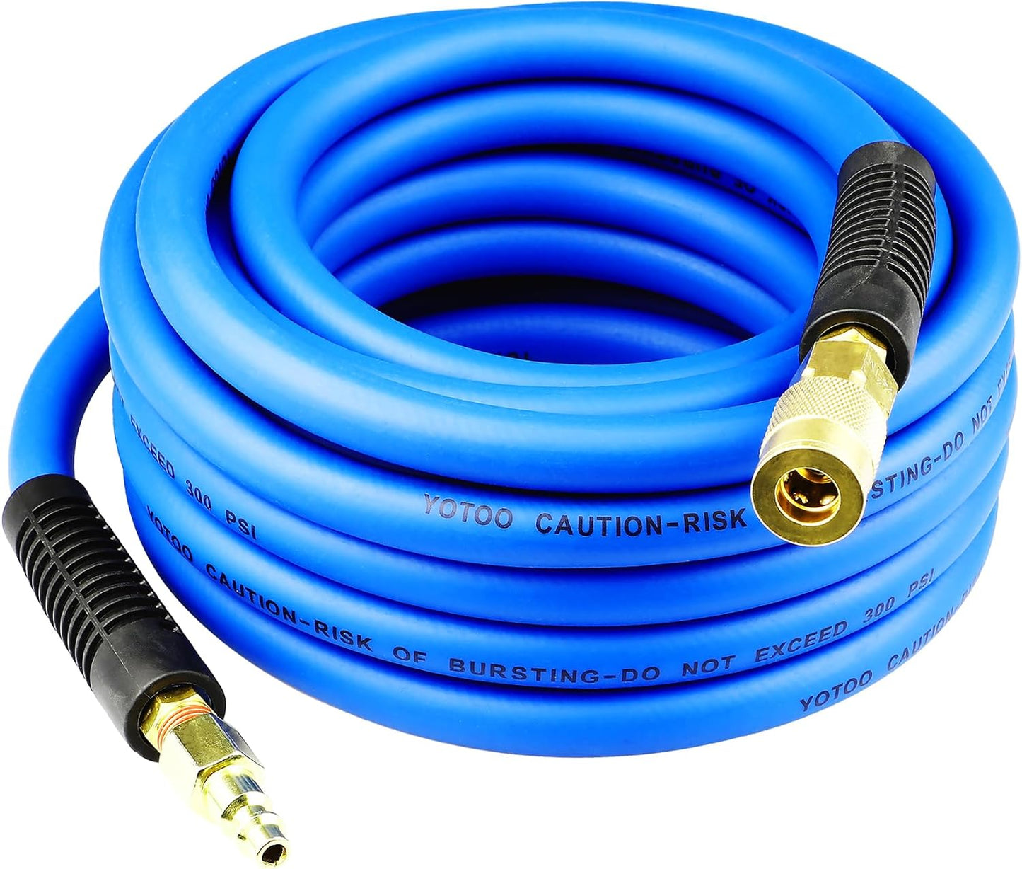 Hybrid Lead in Air Hose 3/8-Inch by 6-Feet 300 PSI Heavy Duty, Lightweight, Kink Resistant, All-Weather Flexibility with Bend Restrictors, 1/4-Inch Industrial Quick Coupler and Plug, Blue