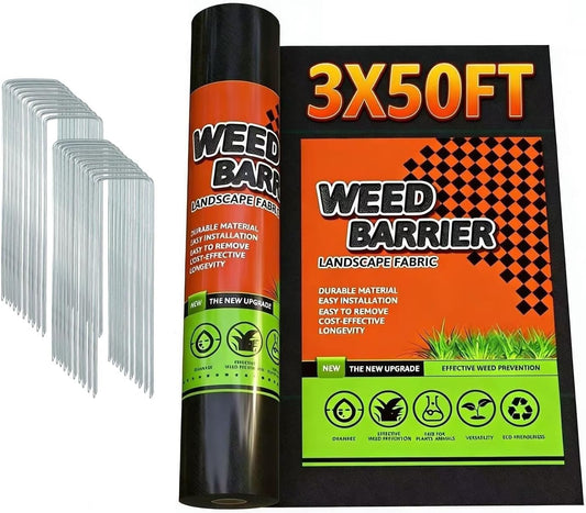 3Size Weed Barrier Landscape Fabric Heavy Duty Woven Ground Cover Weed Cloth Geotextile Fabric Driveway Fabric (3x50FT)
