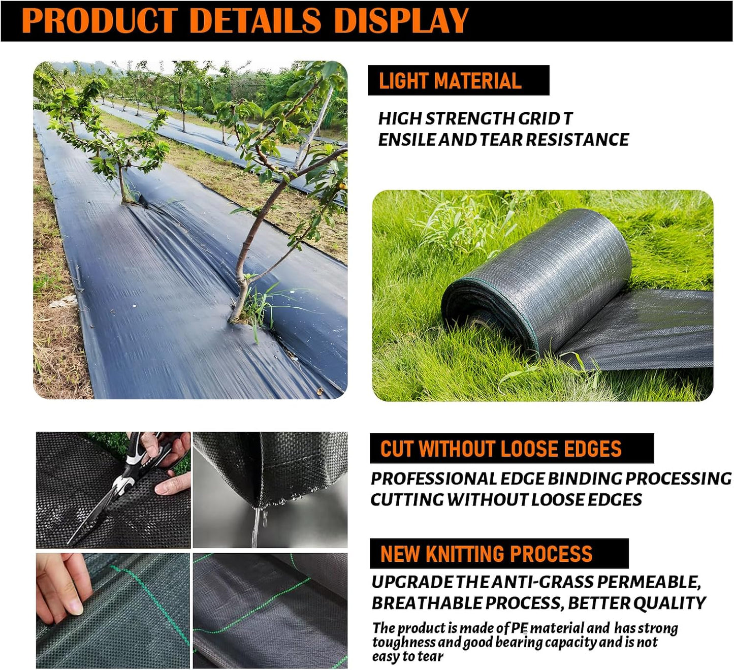 3Size Weed Barrier Landscape Fabric Heavy Duty Woven Ground Cover Weed Cloth Geotextile Fabric Driveway Fabric (3x50FT)