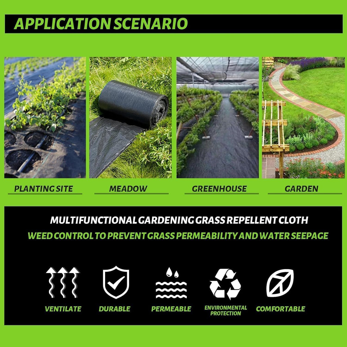 3Size Weed Barrier Landscape Fabric Heavy Duty Woven Ground Cover Weed Cloth Geotextile Fabric Driveway Fabric (3x50FT)