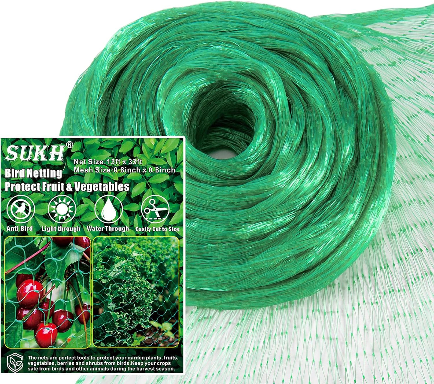 Bird Netting for Garden 13x33ft - Mesh Net for Garden Protection