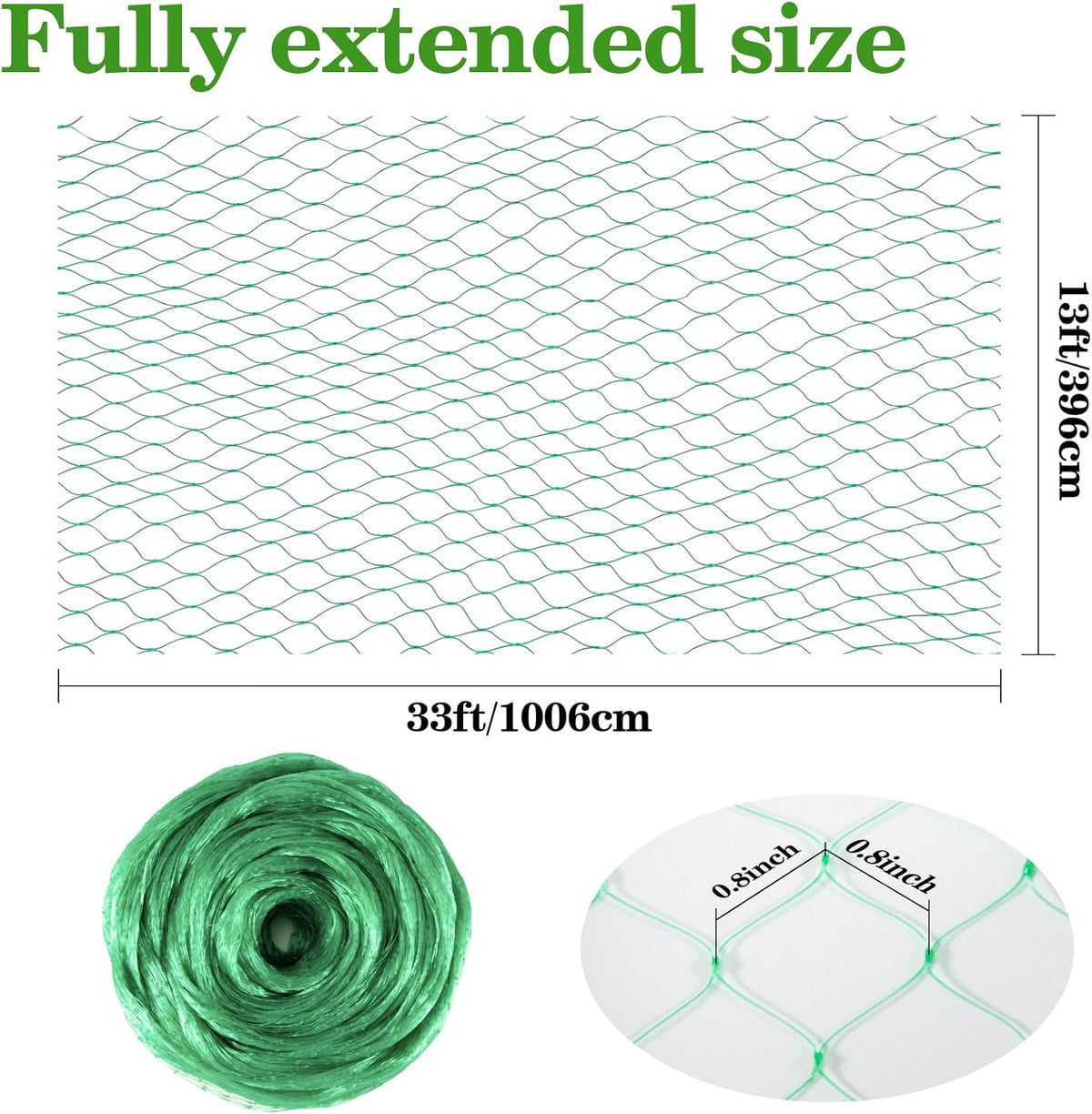 Bird Netting for Garden 13x33ft - Mesh Net for Garden Protection