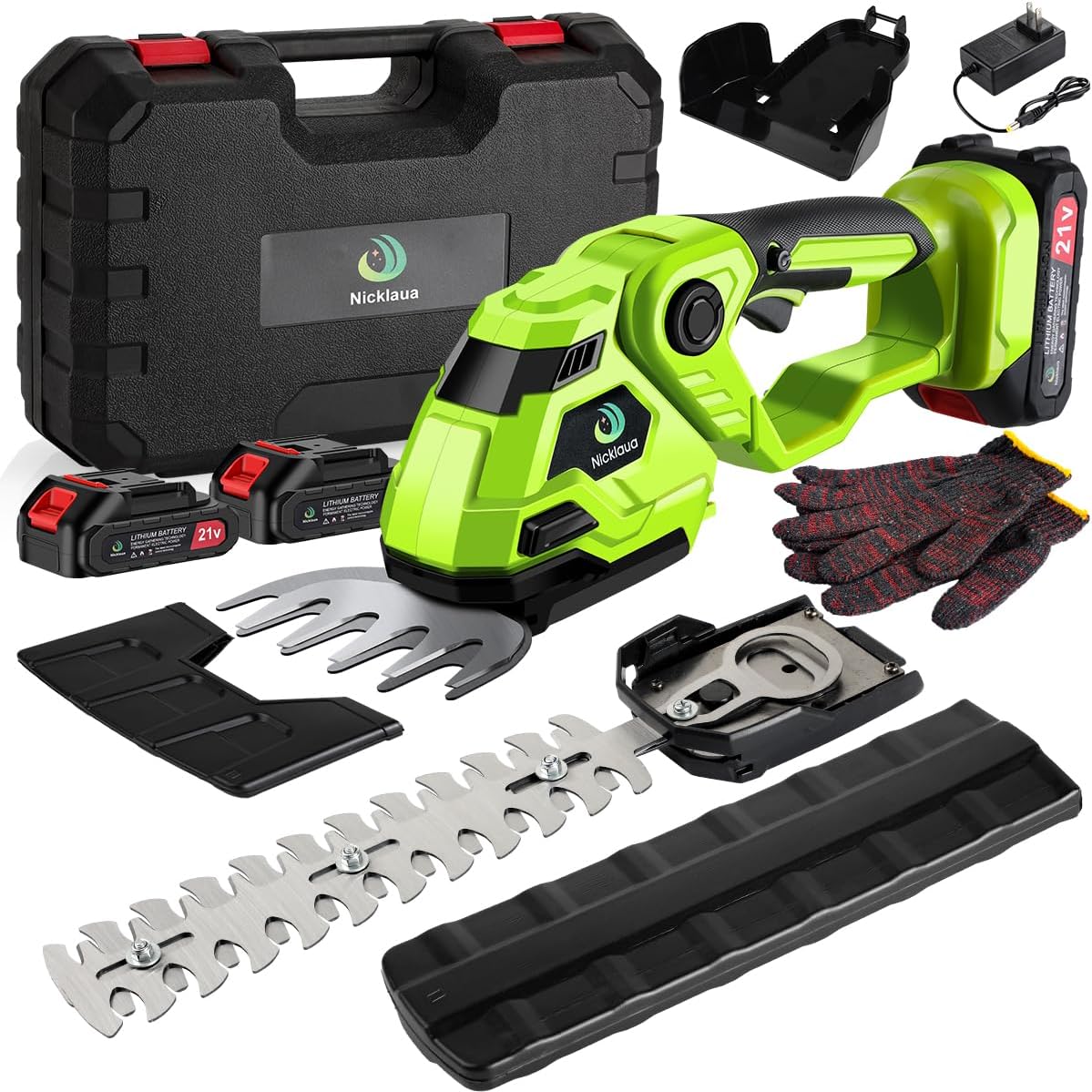 Cordless Hedge Trimmer,Cordless Grass Shears,2-in-1 Bush Trimmer,Cordless Grass Shear Bush Trimmer& Shrubbery Trimmer,Hedge Shear with 2 PCS Rechargeable Battery and Charger for Garden, Lawn.