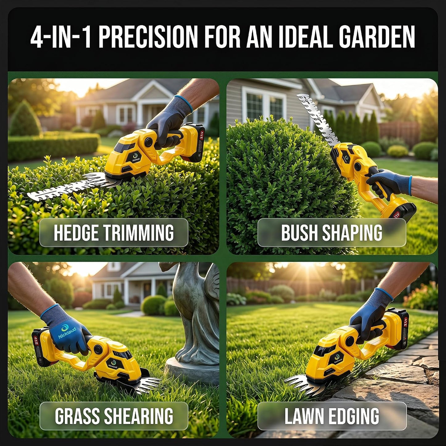Cordless Hedge Trimmer,Cordless Grass Shears,2-in-1 Bush Trimmer,Cordless Grass Shear Bush Trimmer& Shrubbery Trimmer,Hedge Shear with 2 PCS Rechargeable Battery and Charger for Garden, Lawn.