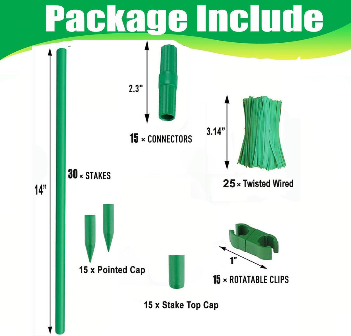 Garden Stakes 30Pack, DIY Tall Plant Support Stakes of 4Ft,5Ft,6Ft,7Ft, Fiberglass Plant Stake for Indoor & Outdoor Plants, Tomato Vegetable Stakes for Garden