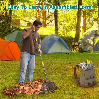 Rake for Leaves Set, Heavy-Duty Garden Rake for Lawns, 73-Inch Adjustable