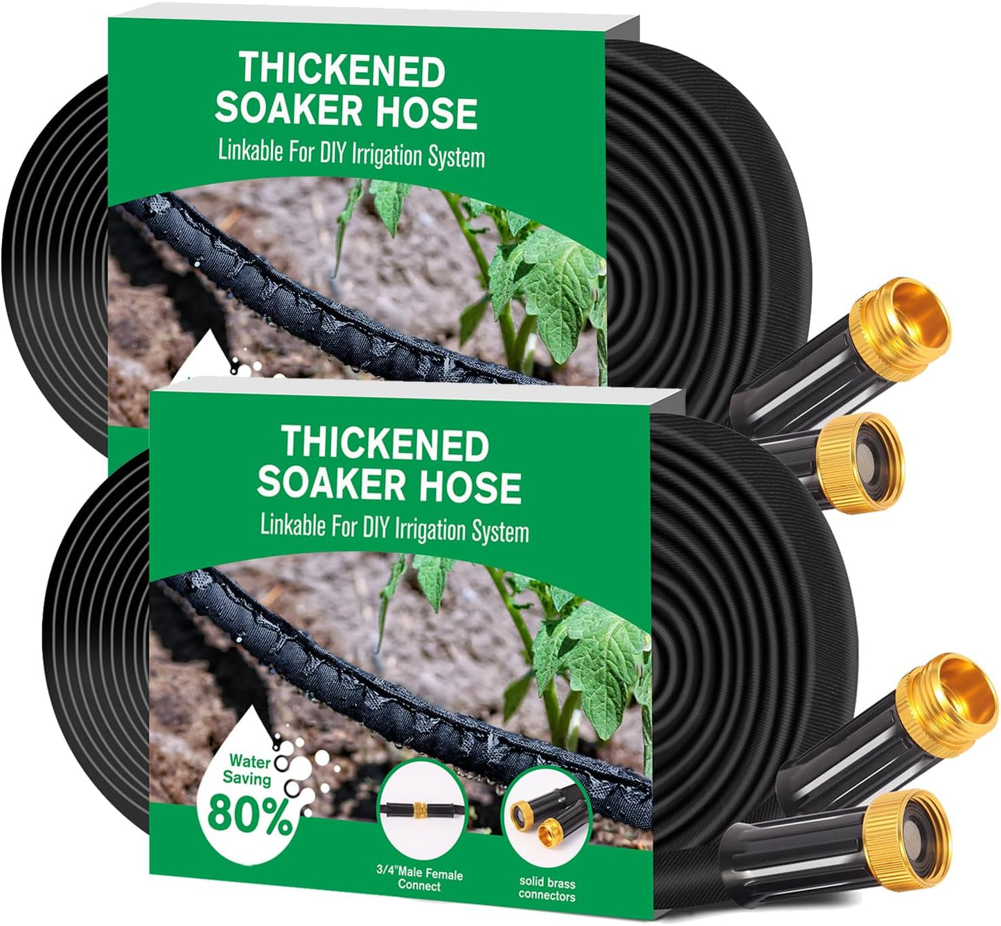 Thickened Flat Soaker Hose 100 ft, Flat Drip Irrigation Hose for Garden, 100/50/25 ft Lawn & Patio Watering System - Heavy Duty, Leak Proof, Flexible, Easy Setup(100FT(50 * 2))