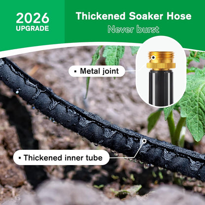 Thickened Flat Soaker Hose 100 ft, Flat Drip Irrigation Hose for Garden, 100/50/25 ft Lawn & Patio Watering System - Heavy Duty, Leak Proof, Flexible, Easy Setup(100FT(50 * 2))
