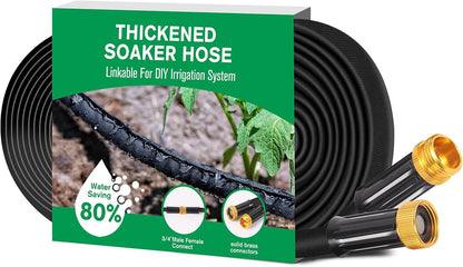 Thickened Flat Soaker Hose 100 ft, Flat Drip Irrigation Hose for Garden, 100/50/25 ft Lawn & Patio Watering System - Heavy Duty, Leak Proof, Flexible, Easy Setup(100FT(50 * 2))