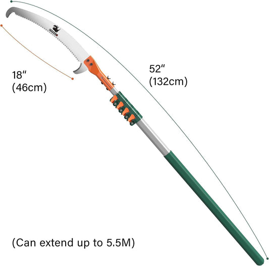 Tree Pruner Pole Saw Manual Extendable Long Tree Pruner Extendable，Pole Pruning Saw 18ft