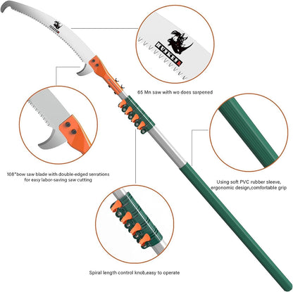 Tree Pruner Pole Saw Manual Extendable Long Tree Pruner Extendable，Pole Pruning Saw 18ft