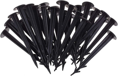 50 Pack 4.5 Inch Plastic Garden Stakes, Heavy Duty Landscape Anchoring Spikes for Weed Fabric, Tarp, Tent, Edging & Ground Fixing, Black