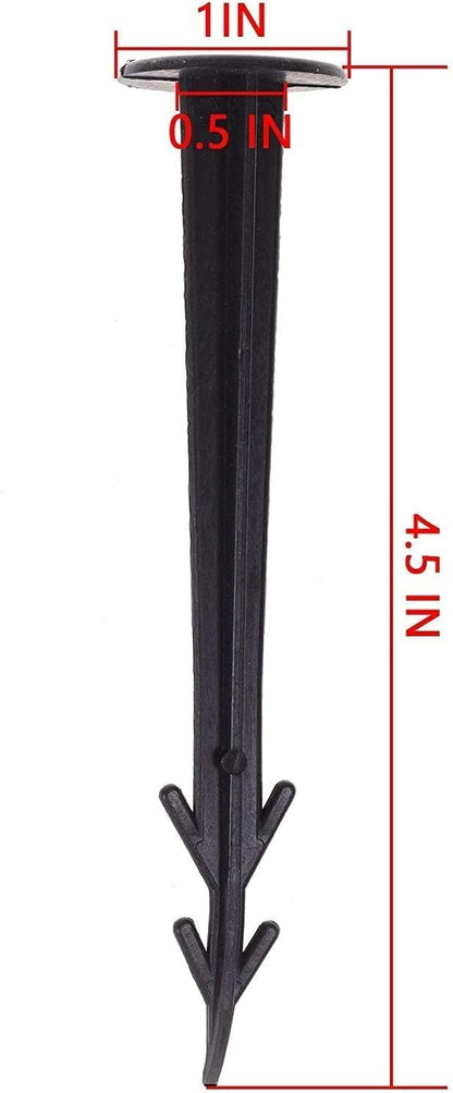 50 Pack 4.5 Inch Plastic Garden Stakes, Heavy Duty Landscape Anchoring Spikes for Weed Fabric, Tarp, Tent, Edging & Ground Fixing, Black