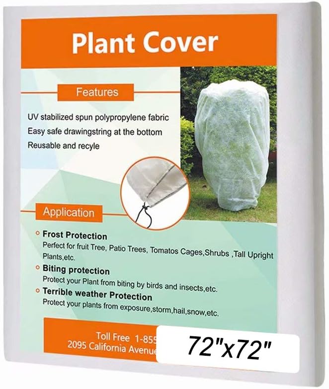 Plant Covers Freeze Protection H48 x55 0.9oz Plant Frost Protection Covers Plant Protection Winter Cover Drawstring Bags Cold Frost Blanket,White - Colors A