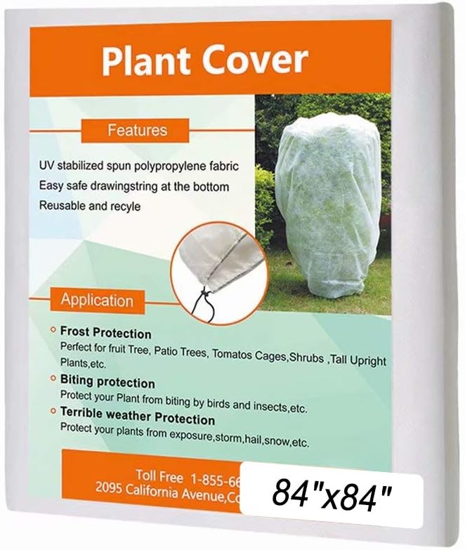 Plant Covers Freeze Protection H48 x55 0.9oz Plant Frost Protection Covers Plant Protection Winter Cover Drawstring Bags Cold Frost Blanket,White - Colors A