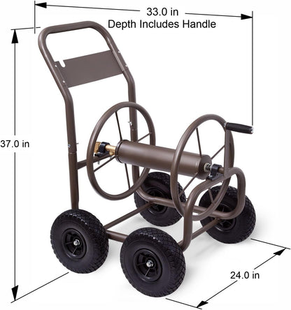 Liberty Garden Model 840, 250' Four Wheel Industrial Hose Cart with Solid Tires, Bronze