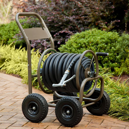 Liberty Garden Model 840, 250' Four Wheel Industrial Hose Cart with Solid Tires, Bronze