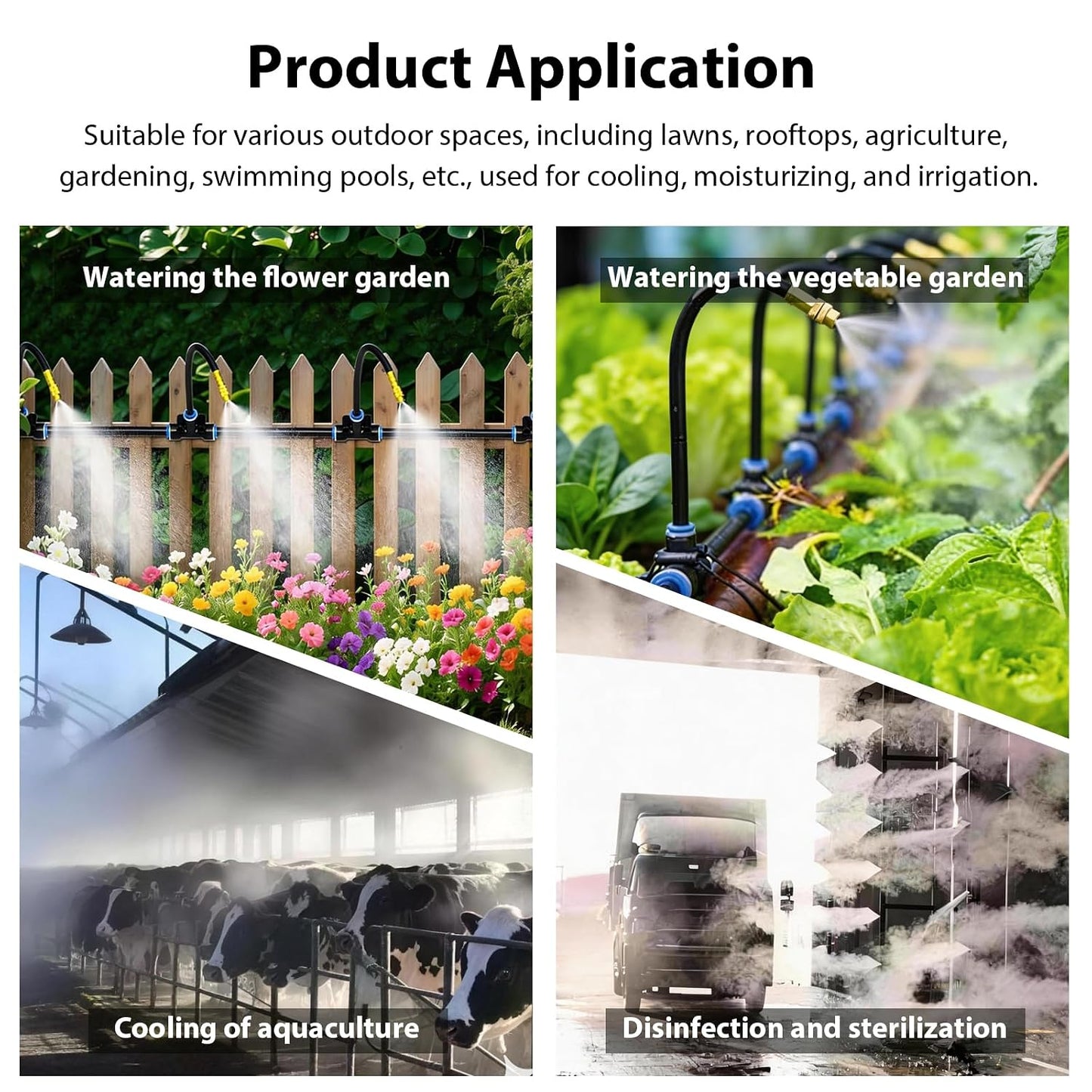 50FT 5/16 inch 360° Adjustable Drip Irrigation Kits Automatic Garden Watering Misting Atomizing System with 16pcs Bendable Nozzles for Yard, Lawn, Plant, Greenhouse, Garden(5/16 inch Hose)