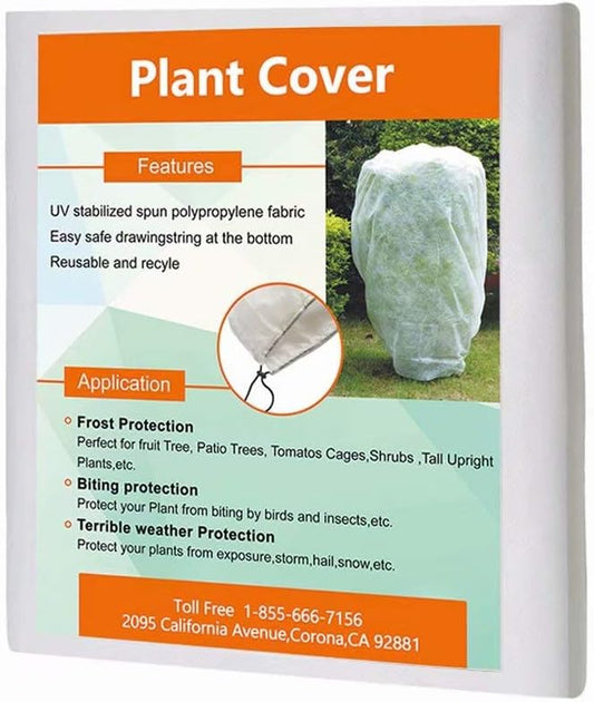 Plant Cover Freeze Frost Protection Bag Dia4'x50' 1.5oz,Shrub Jacket for Cold Winter Weather,White