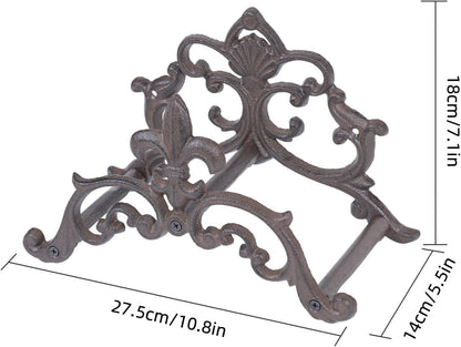 Cast Iron Garden Hose Holder, Wall Mount Hose Storage (Brown)