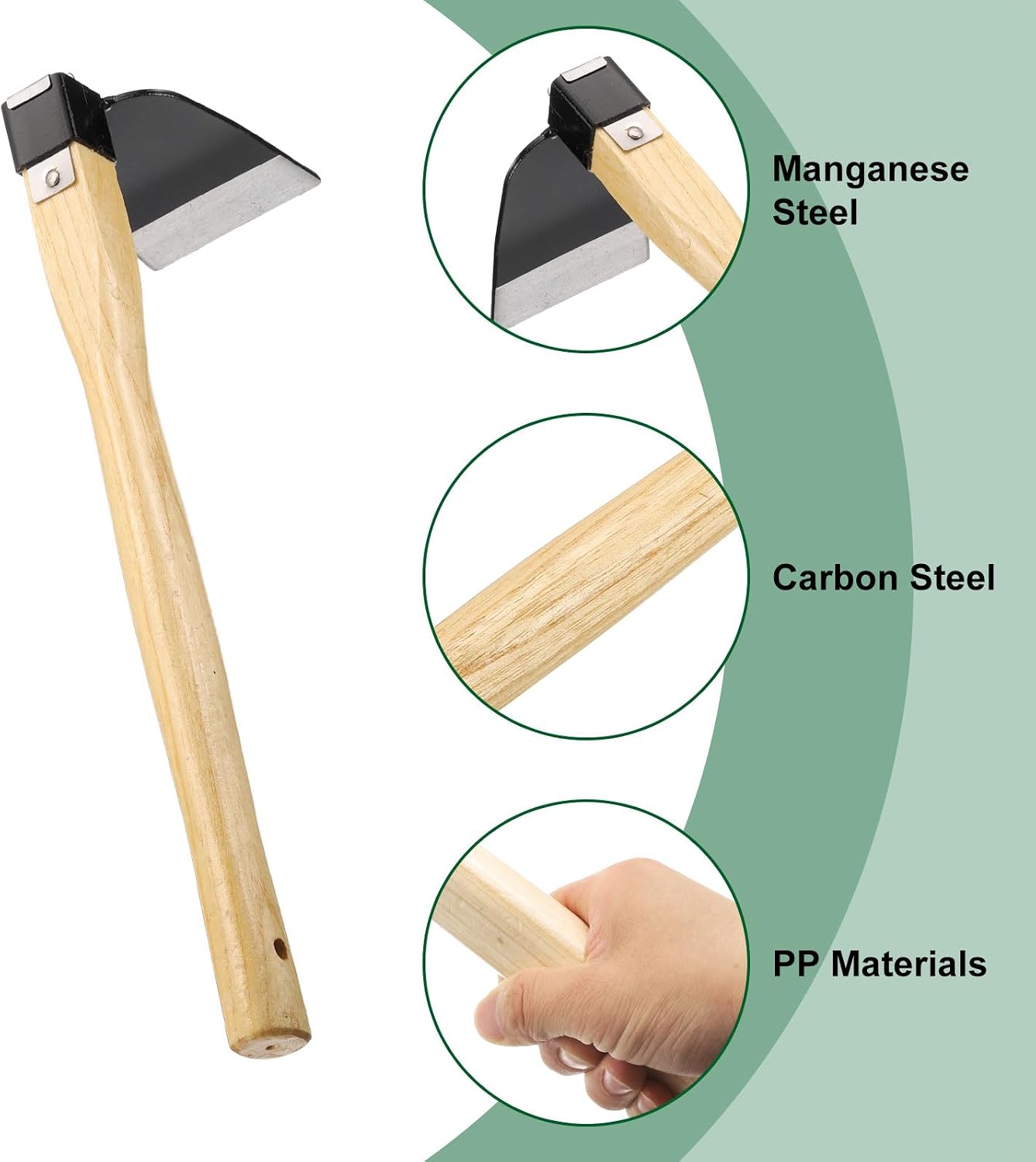 Garden Hoe 15" x 3.94" Steel Hoe Garden Tool Anti-Rust with Non-Slip Wooden Handle Edger Weeder Shovel for Backyard Loosening Farm Planting Weeding