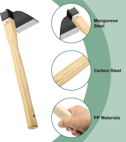 Garden Hoe 15" x 3.94" Steel Hoe Garden Tool Anti-Rust with Non-Slip Wooden Handle Edger Weeder Shovel for Backyard Loosening Farm Planting Weeding