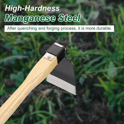 Garden Hoe 15" x 3.94" Steel Hoe Garden Tool Anti-Rust with Non-Slip Wooden Handle Edger Weeder Shovel for Backyard Loosening Farm Planting Weeding