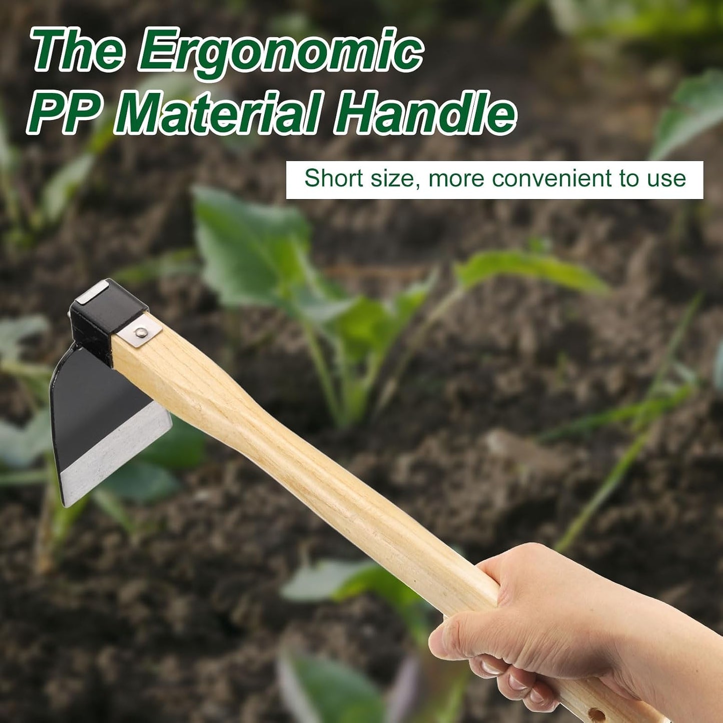 Garden Hoe 15" x 3.94" Steel Hoe Garden Tool Anti-Rust with Non-Slip Wooden Handle Edger Weeder Shovel for Backyard Loosening Farm Planting Weeding