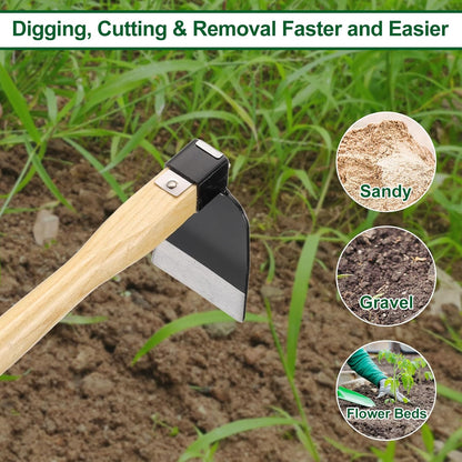 Garden Hoe 15" x 3.94" Steel Hoe Garden Tool Anti-Rust with Non-Slip Wooden Handle Edger Weeder Shovel for Backyard Loosening Farm Planting Weeding