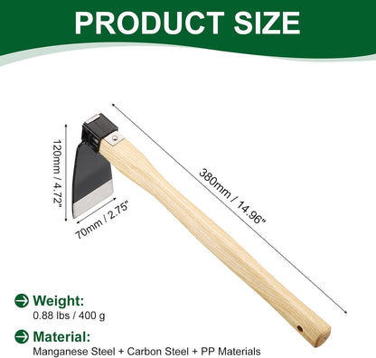 Garden Hoe 15" x 3.94" Steel Hoe Garden Tool Anti-Rust with Non-Slip Wooden Handle Edger Weeder Shovel for Backyard Loosening Farm Planting Weeding