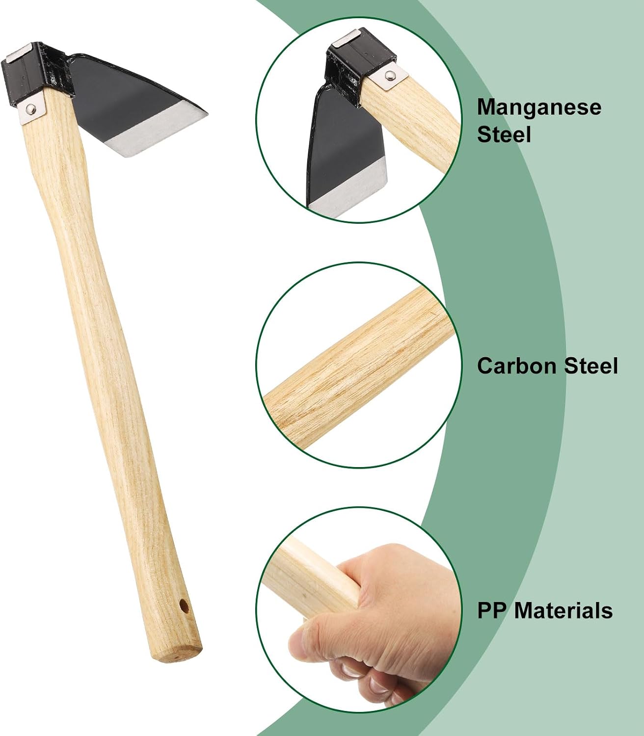 Garden Hoe 15" x 3.94" Steel Hoe Garden Tool Anti-Rust with Non-Slip Wooden Handle Edger Weeder Shovel for Backyard Loosening Farm Planting Weeding