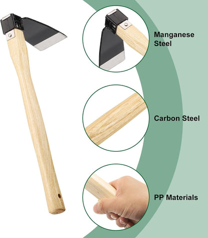 Garden Hoe 15" x 3.94" Steel Hoe Garden Tool Anti-Rust with Non-Slip Wooden Handle Edger Weeder Shovel for Backyard Loosening Farm Planting Weeding