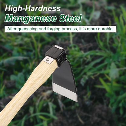 Garden Hoe 15" x 3.94" Steel Hoe Garden Tool Anti-Rust with Non-Slip Wooden Handle Edger Weeder Shovel for Backyard Loosening Farm Planting Weeding