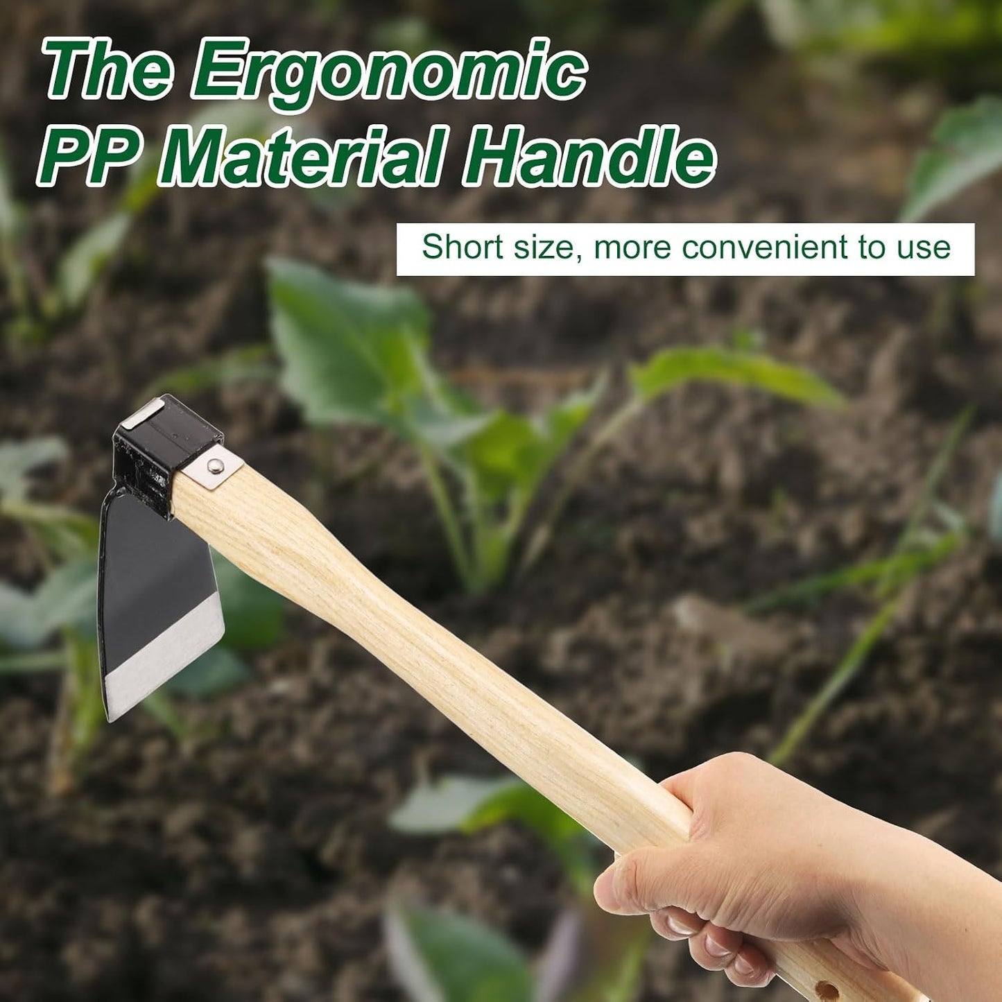 Garden Hoe 15" x 3.94" Steel Hoe Garden Tool Anti-Rust with Non-Slip Wooden Handle Edger Weeder Shovel for Backyard Loosening Farm Planting Weeding
