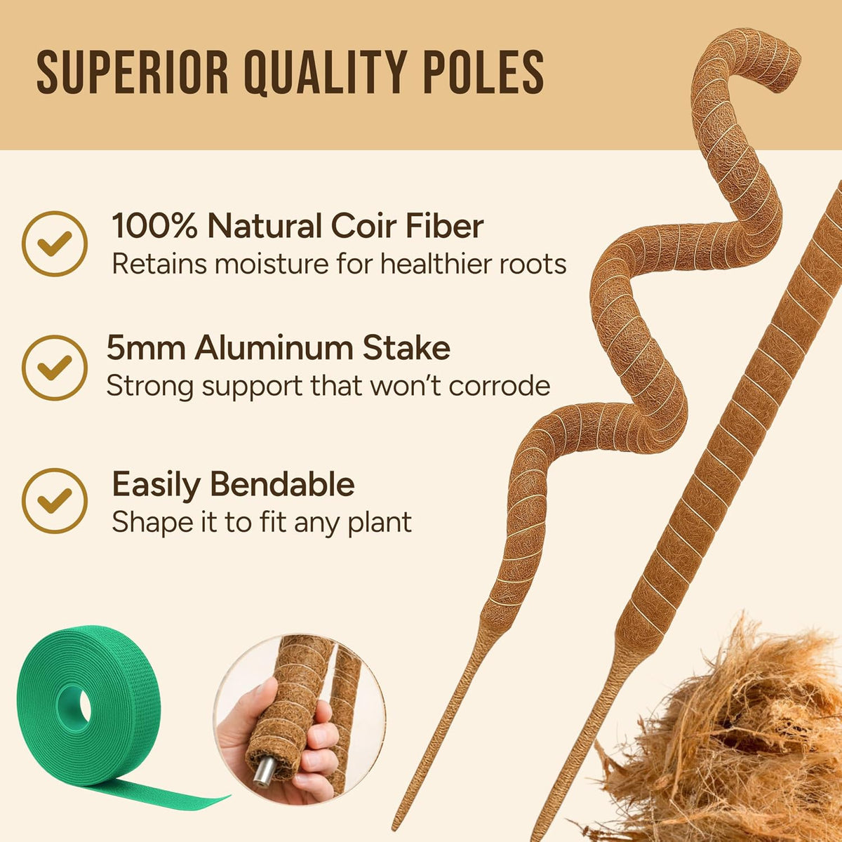 Craft911 29" Moss Pole Monstera Plant Support, Indoor Plant Stakes
