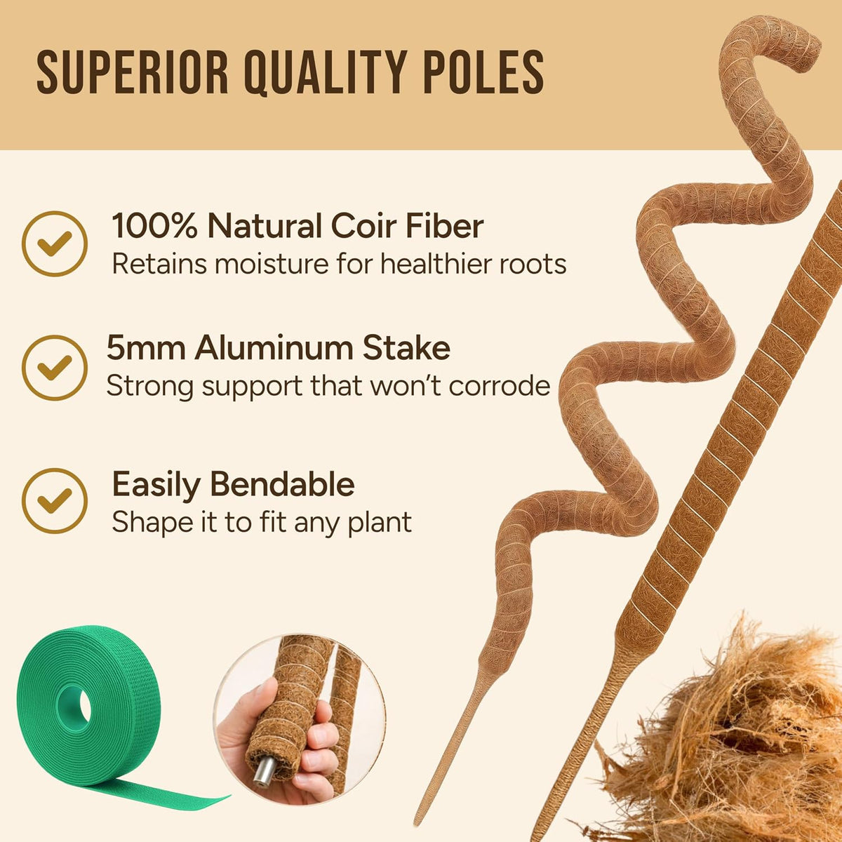 Craft911 29" Moss Pole Monstera Plant Support, Indoor Plant Stakes