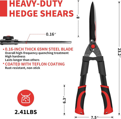 23" Heavy Duty Hedge Shears, 9" Wavy Blade Clippers