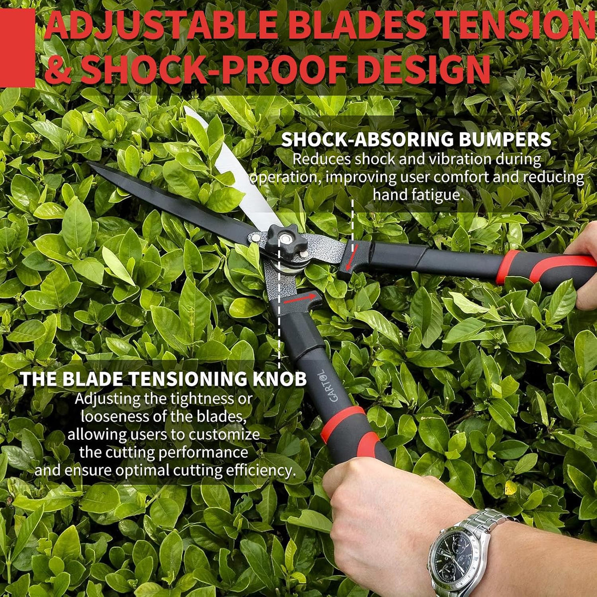 23" Heavy Duty Hedge Shears, 9" Wavy Blade Clippers